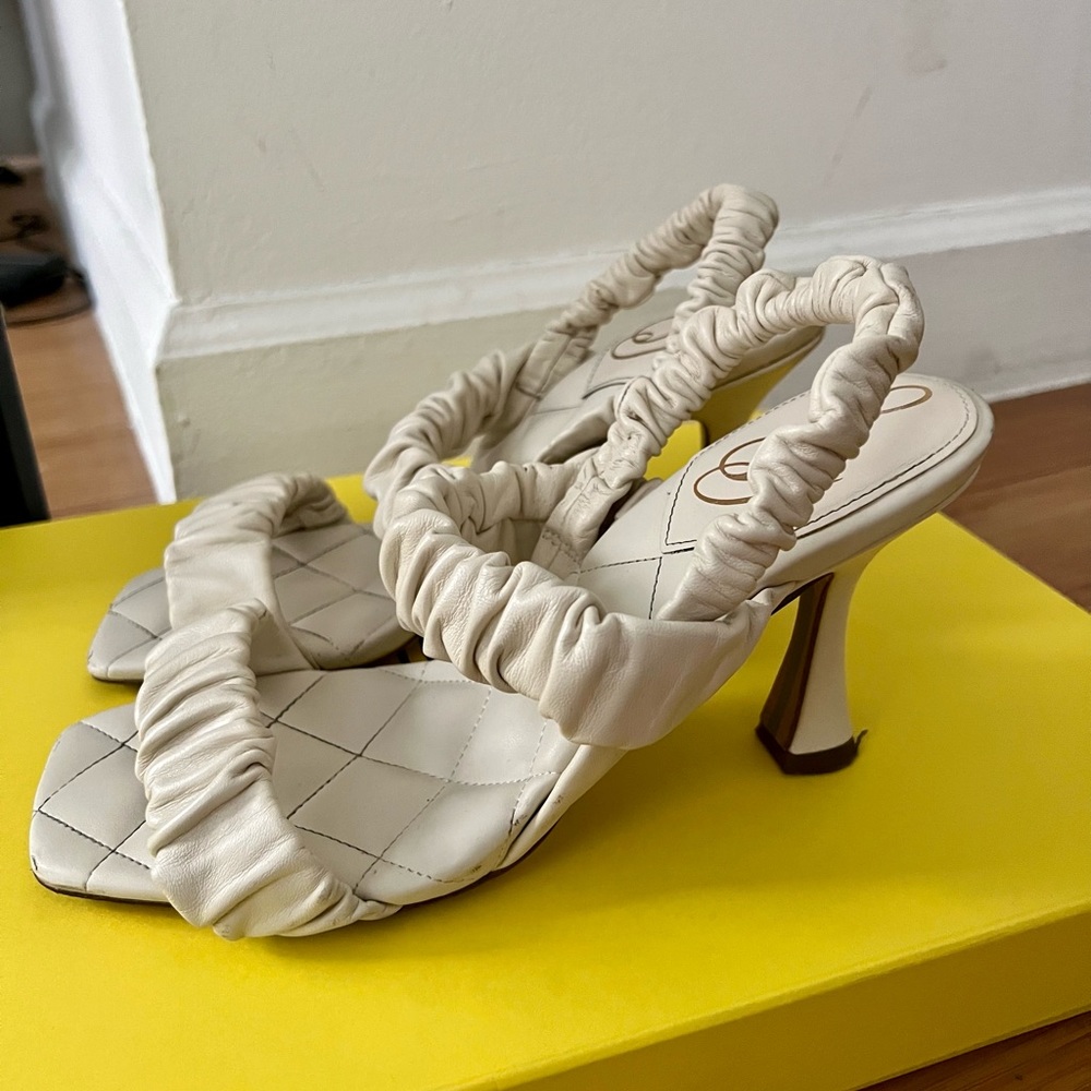 Sam Edelman Heeled Leather Sandals | Ivory | US size 7.5